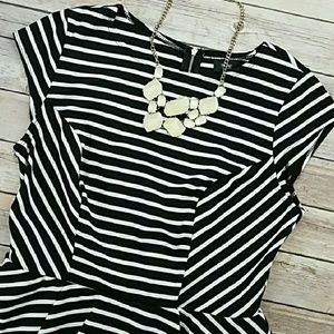 Peplum Dress in Black & White Stripes Size XL